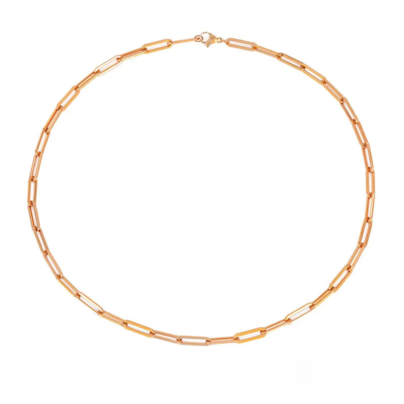 Damesketting met stalen schakels in goud