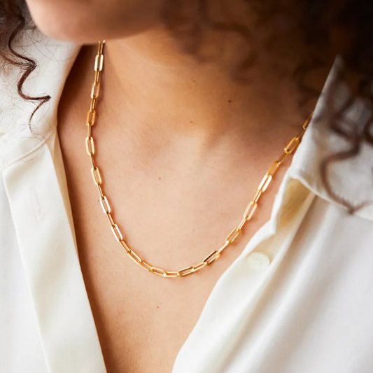 Damesketting met stalen schakels | Goud