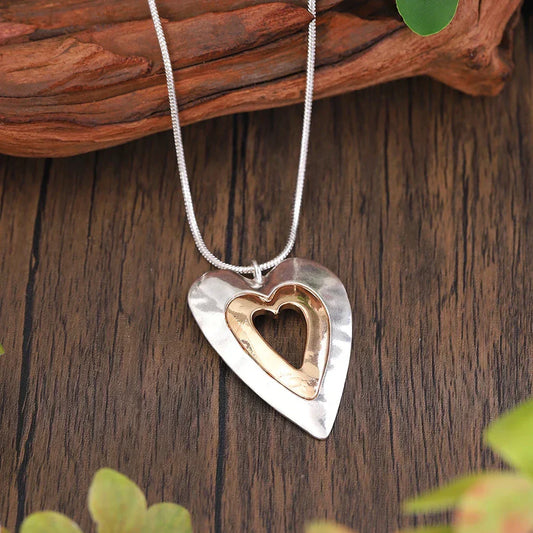 Retro ketting met hartvormige hanger | Witgoud