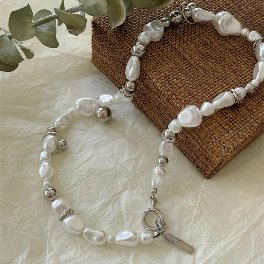Retro ketting met parels in wit goud