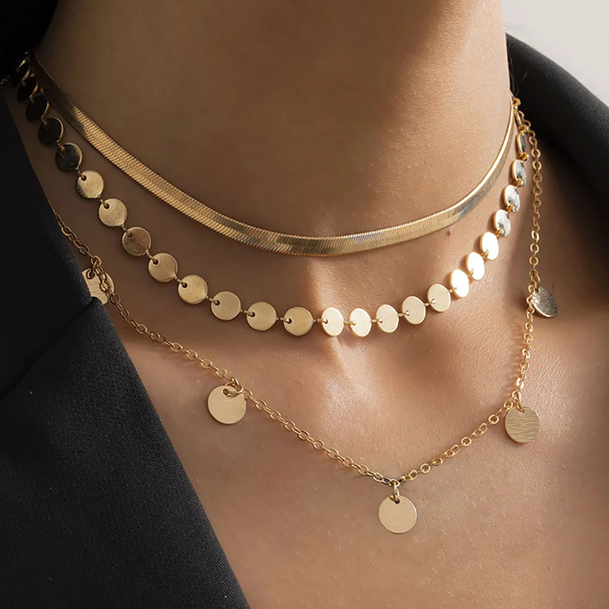 Retro ketting met plaatjes in goud
