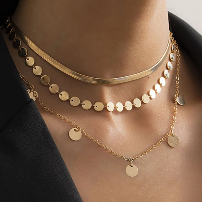 Retro ketting met plaatjes in goud