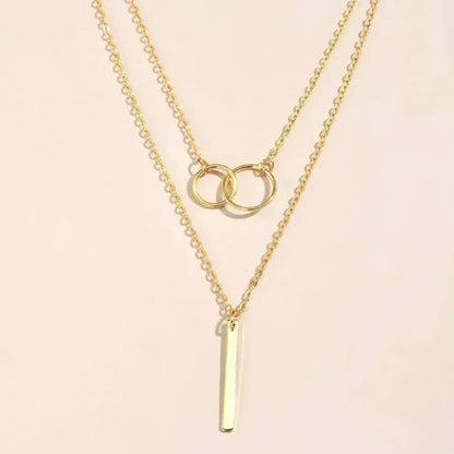 Retro ketting met dubbele ronde hanger | Goud