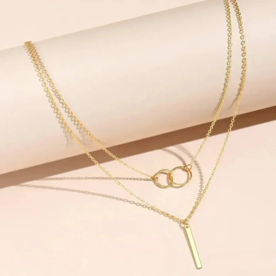 Retro ketting met dubbele ronde hanger | Goud