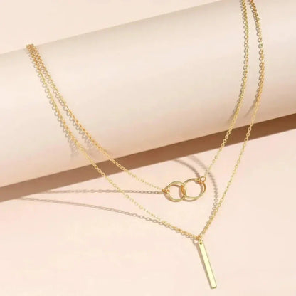 Retro ketting met dubbele ronde hanger | Goud