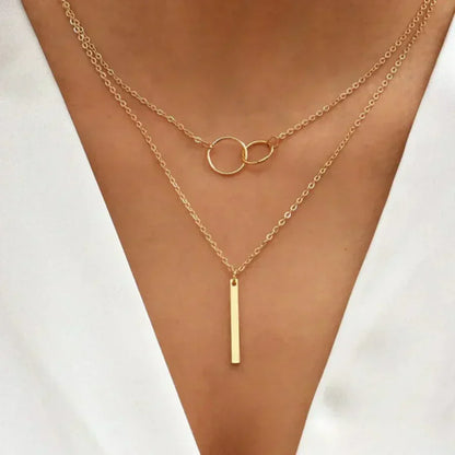 Retro ketting met dubbele ronde hanger | Goud