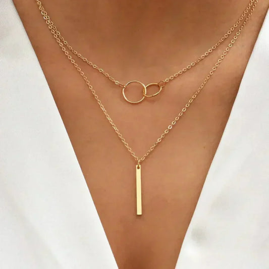 Retro ketting met dubbele ronde hanger | Goud