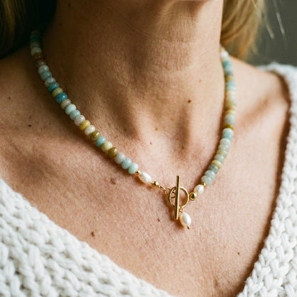 Retro ketting met stenen in goud