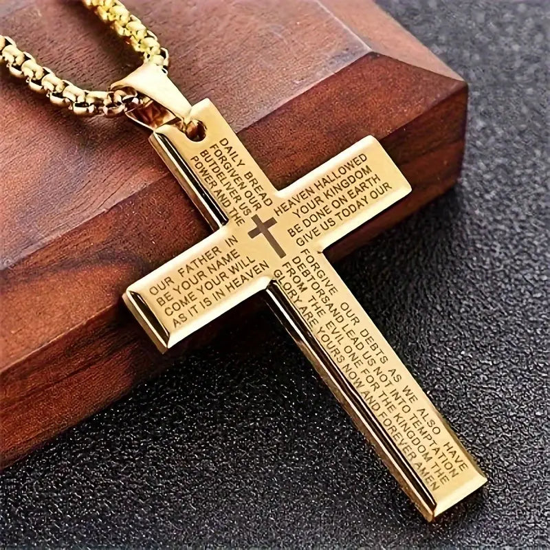 Moderne unisex-ketting met hangend kruis | Goud