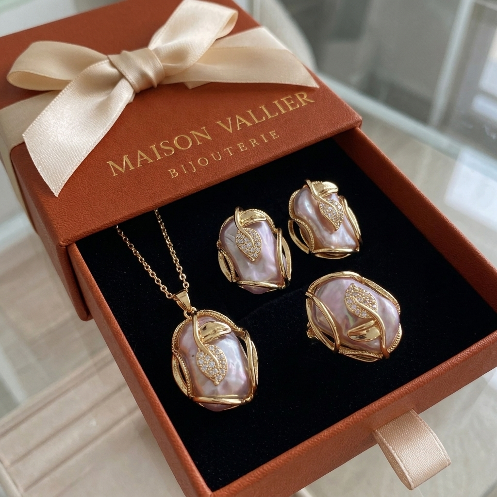 Complete set ketting en oorbellen met zoetwaterparels in goud