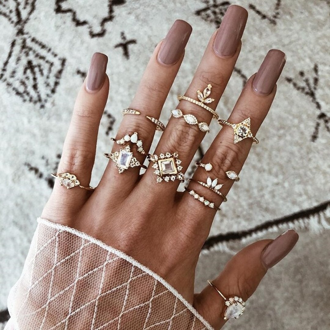 Exclusieve premiumset met 8 tot 12 ringen in goud