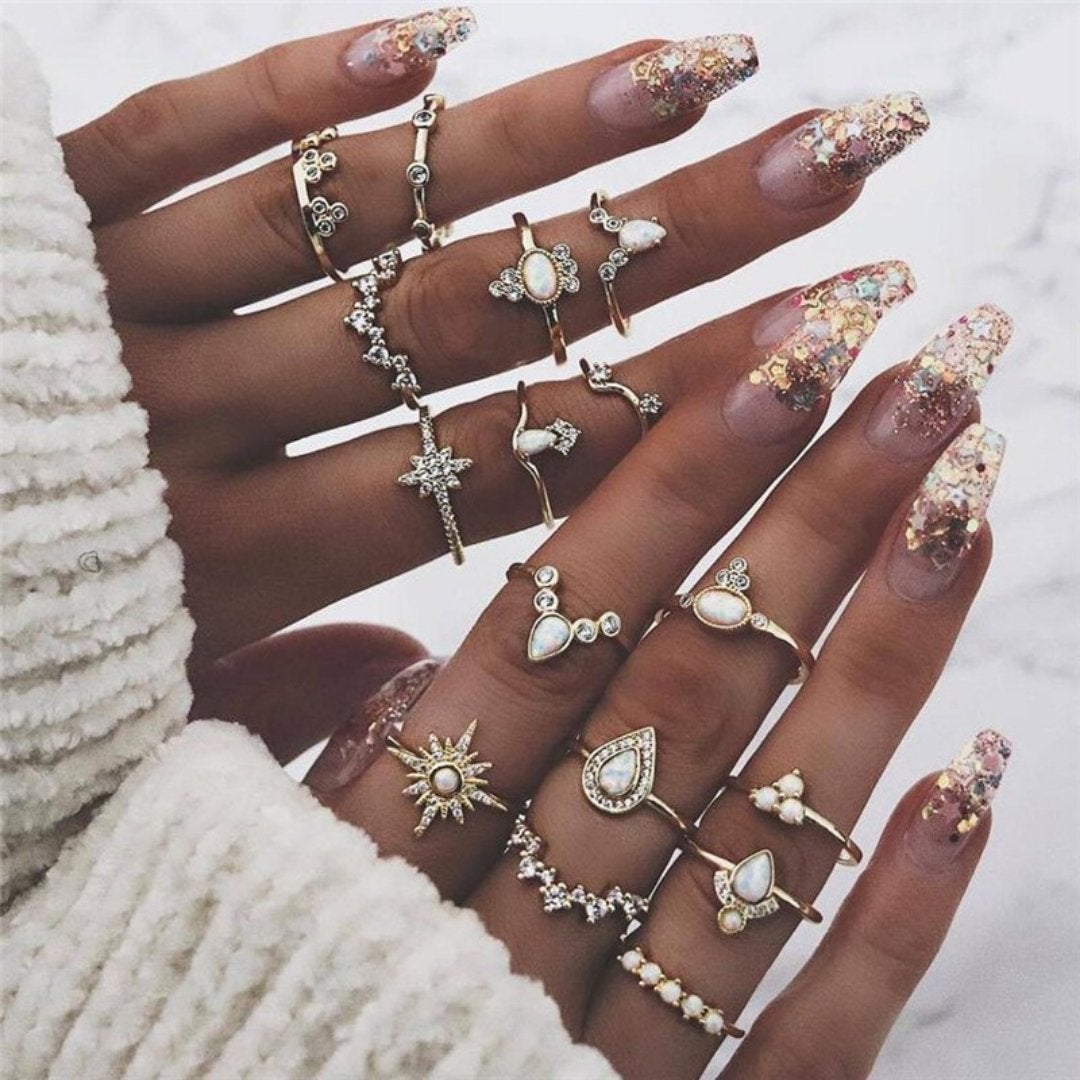 Exclusieve premiumset met 8 tot 12 ringen in goud