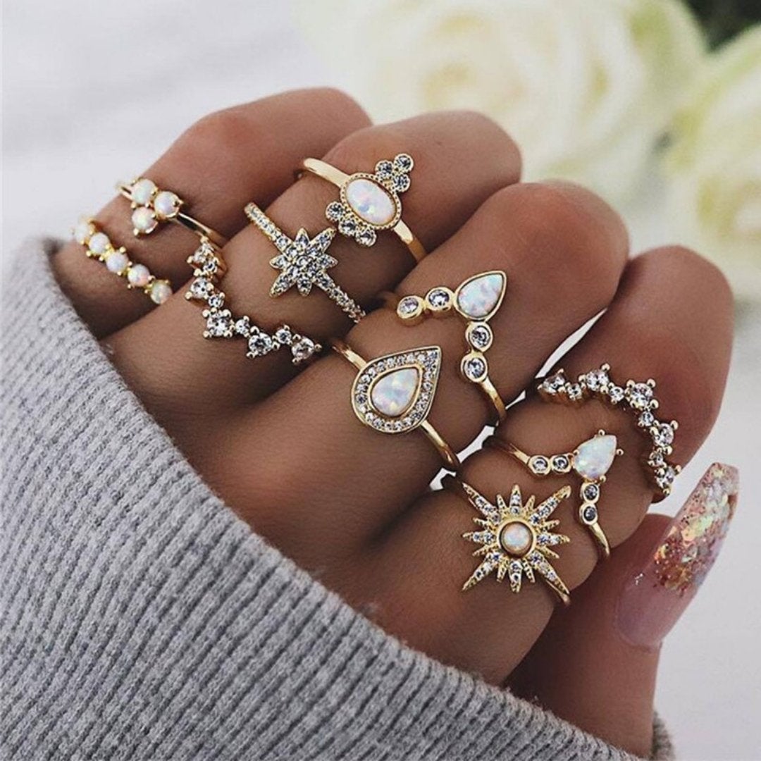 Exclusieve premiumset met 8 tot 12 ringen in goud