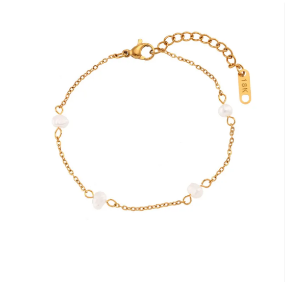 Complete roestvrijstalen ketting- en armbandset met madeliefjes in goud