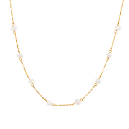 Complete roestvrijstalen ketting- en armbandset met madeliefjes in goud