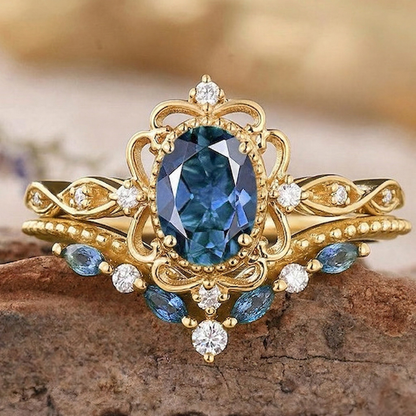 Saffier ringenset Azelia in goud