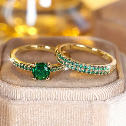Smaragd duo-ringenset Séréna in goud