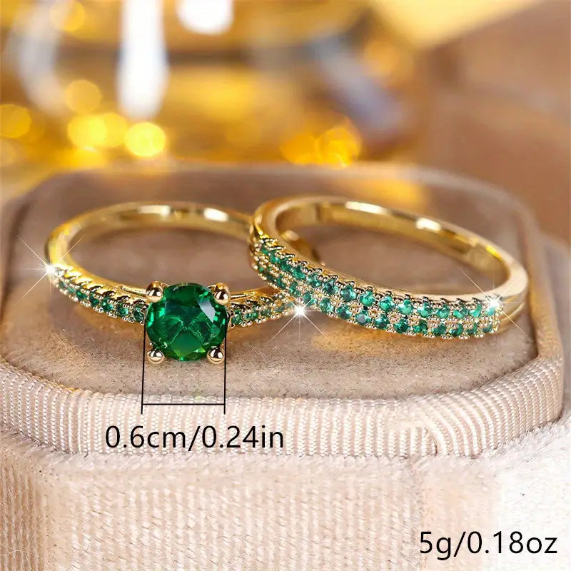 Smaragd duo-ringenset Séréna in goud