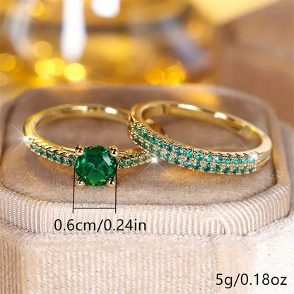 Smaragd duo-ringenset Séréna in goud