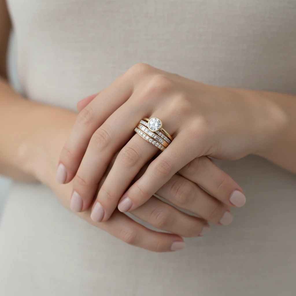 Retro ringenset in goud
