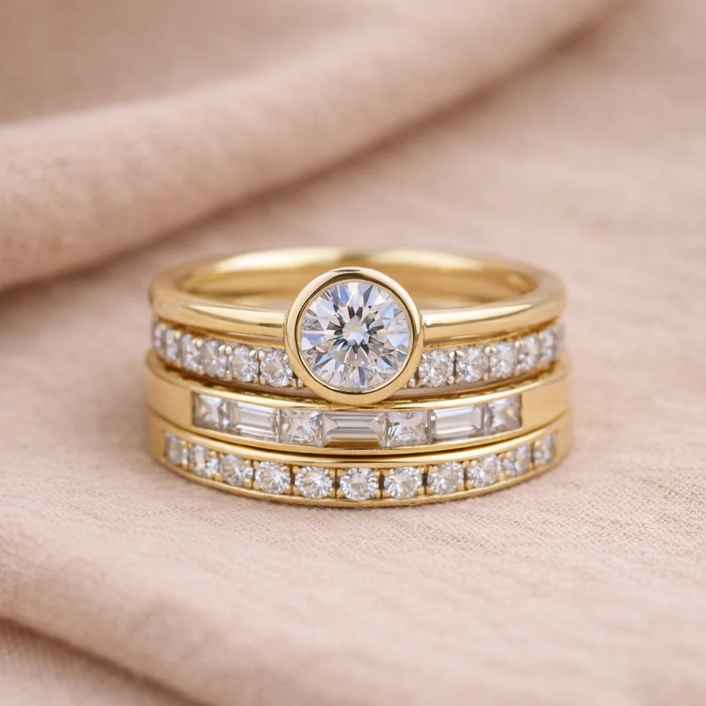 Retro ringenset in goud
