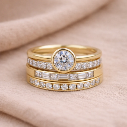 Retro ringenset in goud