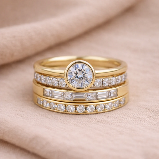 Retro ringenset in goud