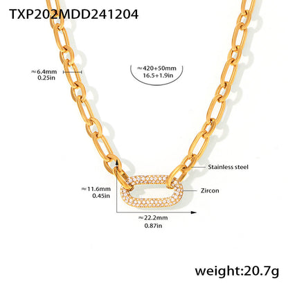 Sieradenset met dikke pavé-schakelketting in goud