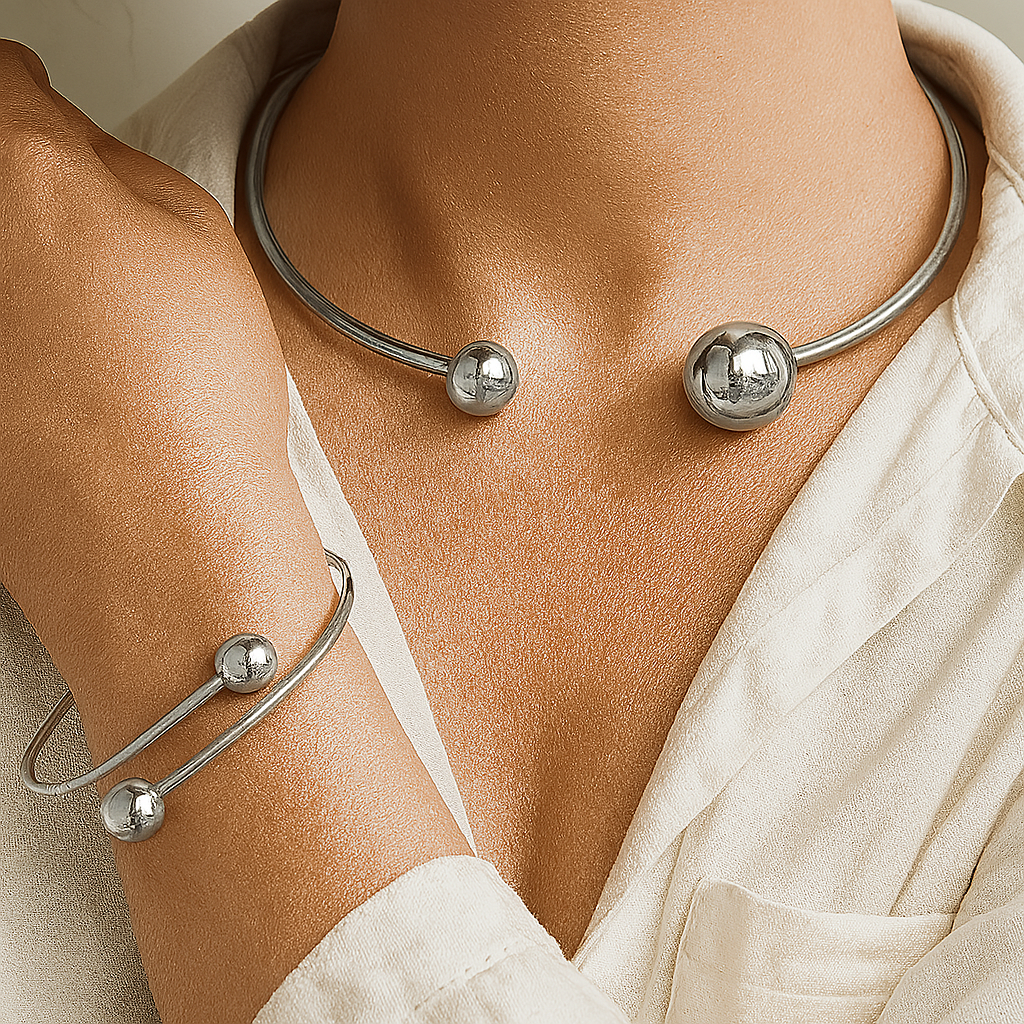 Stralende minimalistische armband- en kettingset | Goud