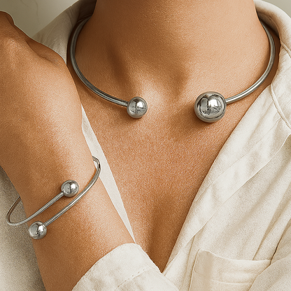 Stralende minimalistische armband- en kettingset | Goud