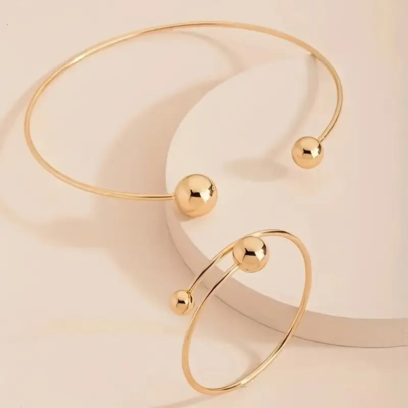 Stralende minimalistische armband- en kettingset | Goud