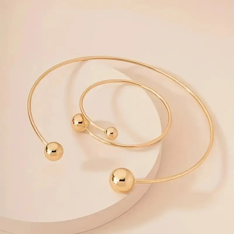 Stralende minimalistische armband- en kettingset | Goud
