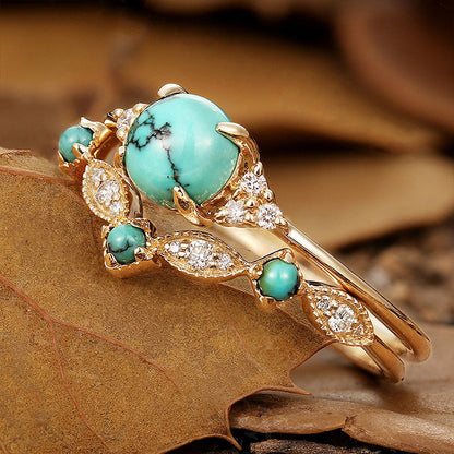 Ringenset met turquoise in goud