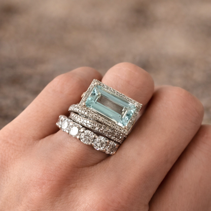 Retro ringenset met turquoise steen in wit goud