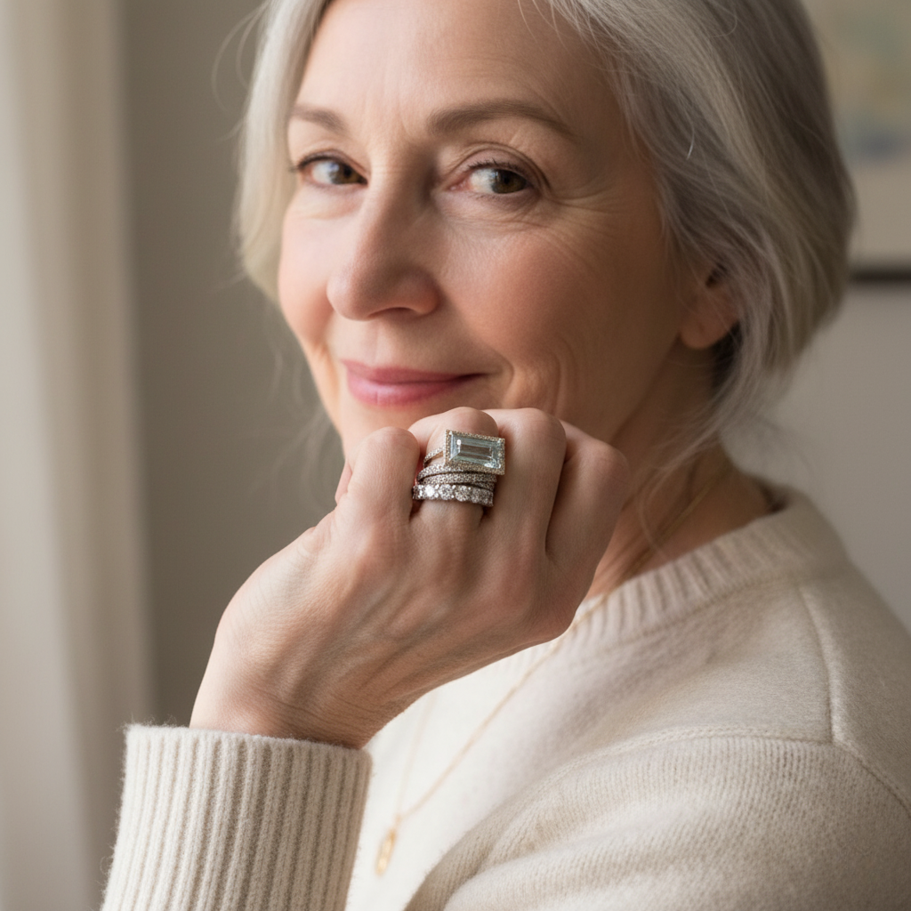Retro ringenset met turquoise steen in wit goud