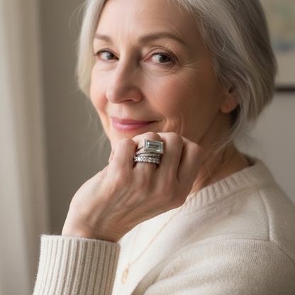 Retro ringenset met turquoise steen in wit goud