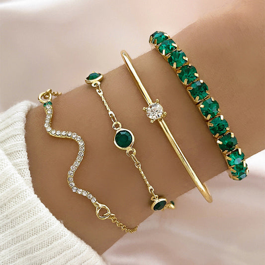 Smaragdglans-armbandenset in goud