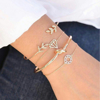 Luxe sprankelende armbandenset in goud