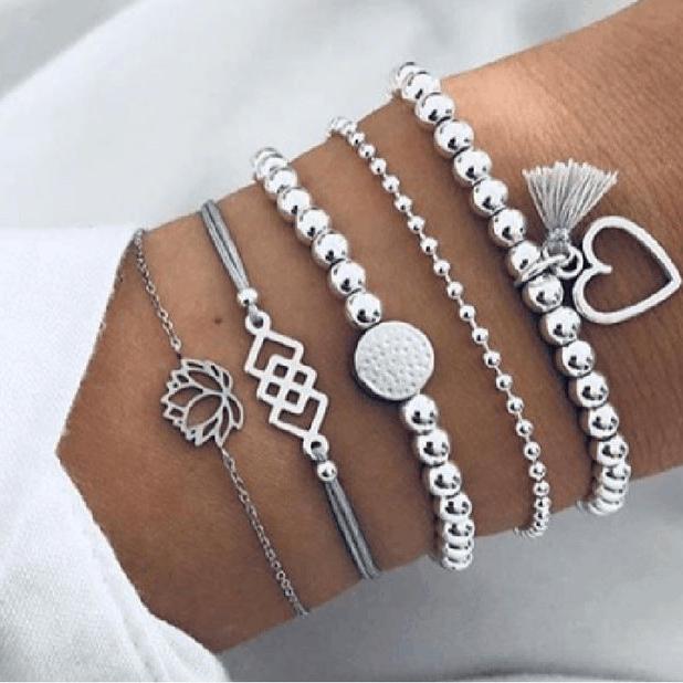 Luxe sprankelende armbandenset in goud
