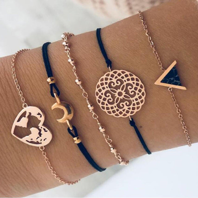 Luxe sprankelende armbandenset in goud