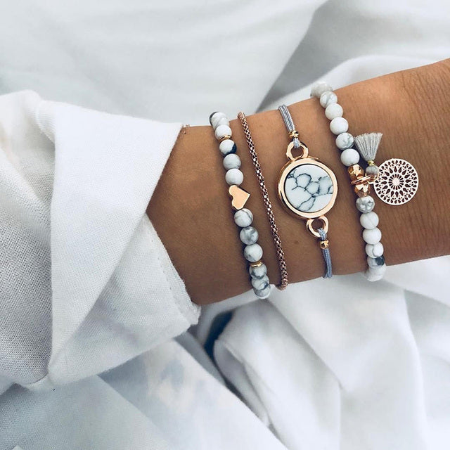 Luxe sprankelende armbandenset in goud