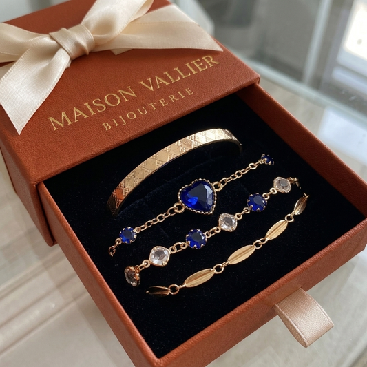 Armbandenset Aveline Noords Blauw in goud