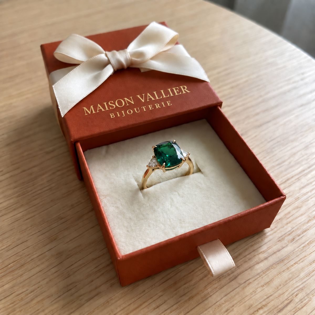 Elegante vierkante ring met smaragd | Goud