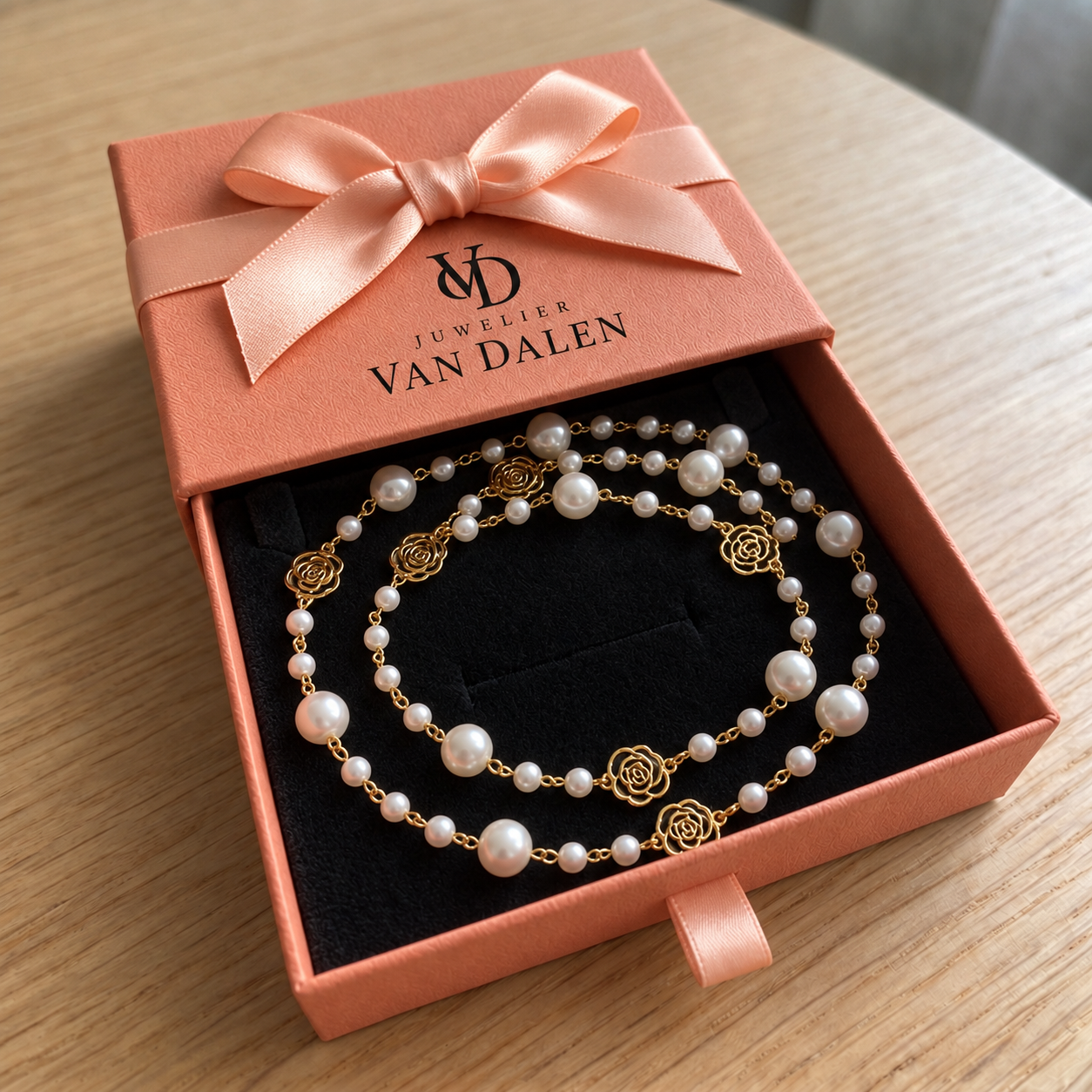 Elegante ketting met fijne parel | Goud
