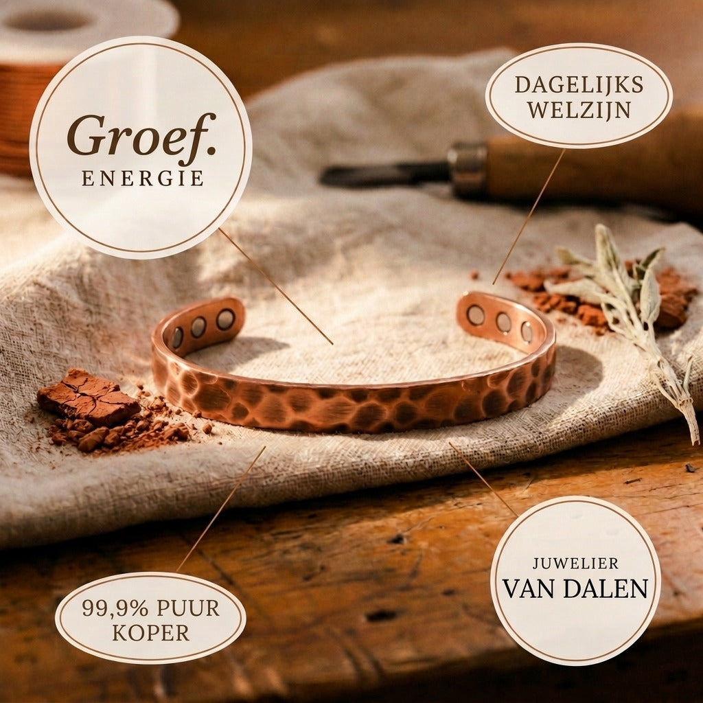 Koperen armband Groef