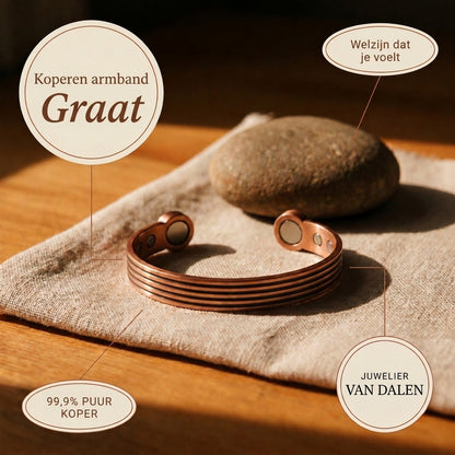 Koperen armband Graat