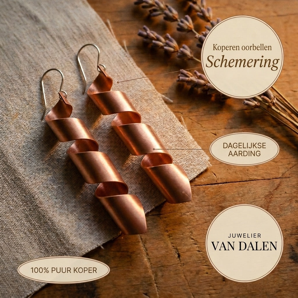 Koperen oorbellen Schemering