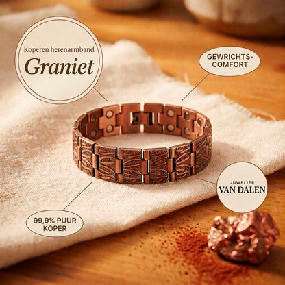 Koperen herenarmband Graniet