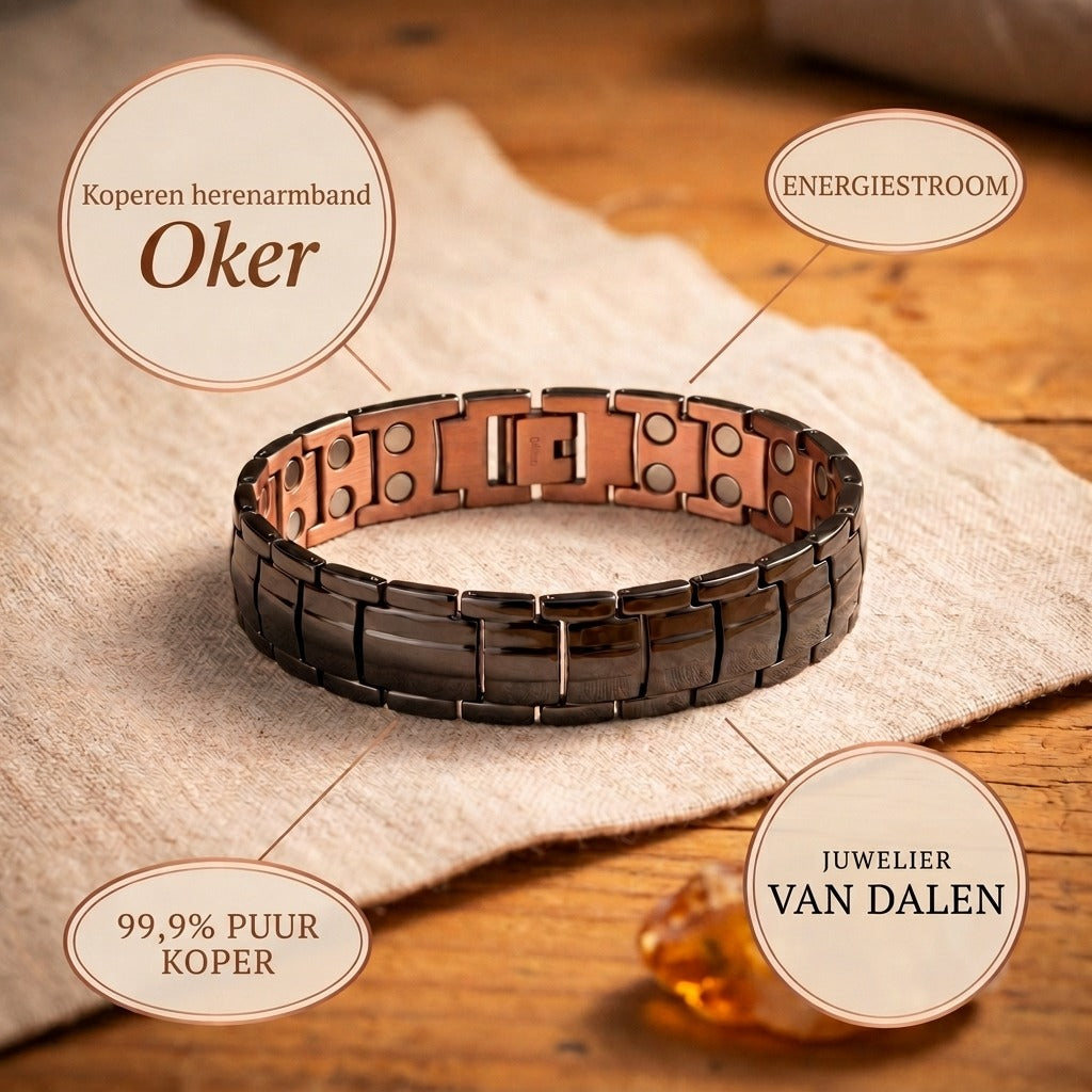 Koperen herenarmband Oker