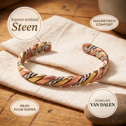 Koperen armband Steen